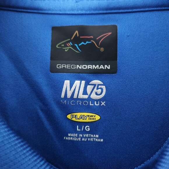 Greg Norman ML75 Microlux Mens Large Blue with Stripes - Picture 5 of 6